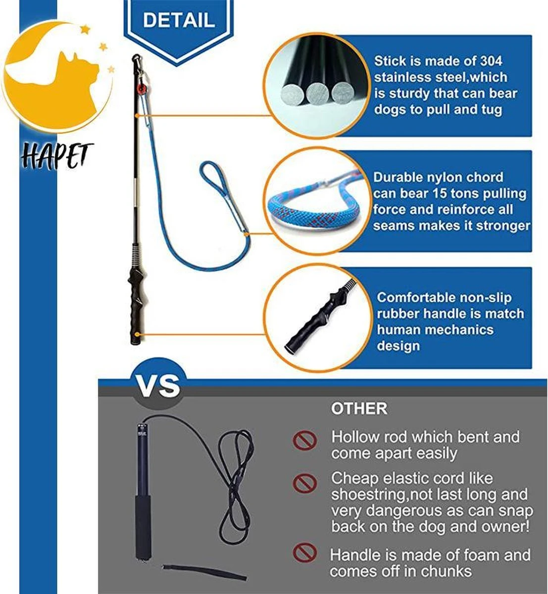 CF Pack - Hond Buitenspeelgoed Actief Behendigheid Touw Dog Flirt Pole Flirtpole Toy Tug Tease Wand Non-Bungee Cord Dog Toy For Fun Obedience Training Extandable Toy Honden Speelgoed Hondenspeelgoed Behendigheidspeelgoed 8 CF Pack - Hond Buitenspeelgoed Actief Behendigheid Touw Dog Flirt Pole Flirtpole Toy Tug Tease Wand Non-Bungee Cord Dog Toy For Fun Obedience Training Extandable Toy Honden Speelgoed Hondenspeelgoed Behendigheidspeelgoed - Afbeelding 6