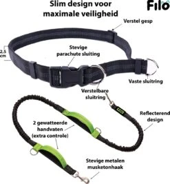 Filo Elastische Hondenriem Middel - Hardlopen En Wandelen - Hardloopriem Hond Handsfree Met Heuptasje - Looplijn Met Heupriem - Canicross Gordel Honden - Riemen - Heupgordel - Leiband -Huisdierenserie Winkel 1112x1200