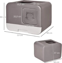 Kattenbak - 2 Uitgangen - Kattentoilet - Uitschuifbare Bodem - Met Schepje - Grijs 53 X 40 X 40 Cm -Huisdierenserie Winkel 1179x1200 4