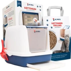 JC Pets Premium Kattenbak Systeem - Inclusief 2.5KG / 4L Kattenbakvulling - Zelfreinigend