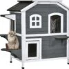PawHut Kattenhuis Voor Buiten Kattenhut Met 2 Verdiepingen Kattenvilla, Asfaltdak, Massief Hout Grijs D30-236 1 PawHut Kattenhuis Voor Buiten Kattenhut Met 2 Verdiepingen Kattenvilla, Asfaltdak, Massief Hout Grijs D30-236 -Huisdierenserie Winkel 1200x1065
