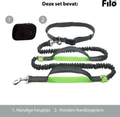Filo Elastische Hondenriem Middel - Hardlopen En Wandelen - Hardloopriem Hond Handsfree Met Heuptasje - Looplijn Met Heupriem - Canicross Gordel Honden - Riemen - Heupgordel - Leiband -Huisdierenserie Winkel 1200x1170