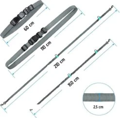 Oak's First Elastische En Diervriendelijke Looplijn Met Heupriem - Hondenriem - 150cm/210cm - Grijs -Huisdierenserie Winkel 1200x1180