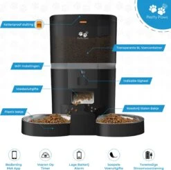 Pretty Paws QQ003 - Wifi Voermachine - Dubbele Voerbakjes - Zwart - Kat - 6L -Huisdierenserie Winkel 1200x1188