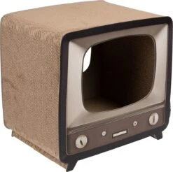 District 70 TELLY - Retro TV Krabmeubel - Instagrammable Kartonnen TV Voor Katten - 39 X 27 X 37 Cm -Huisdierenserie Winkel 1200x1197 8
