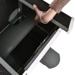 PawHut Kattenhuis Voor Buiten Kattenhut Met 2 Verdiepingen Kattenvilla, Asfaltdak, Massief Hout Grijs D30-236 -Huisdierenserie Winkel 1200x1200 421