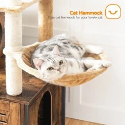 Signature Home Lola Krabpaal Met Kattenbak - Kattenbak Hangmat Mand Katten Huis - Kattenhuis Met Deur En Slot - Krabpalen Katten Huis - Kattenbakmeubel Verborgen - Alles-in-één Kattenspeelgoed Met Kattenhuis - Bruin - 70cm X 132cm X 48cm -Huisdierenserie Winkel 1200x1200 429