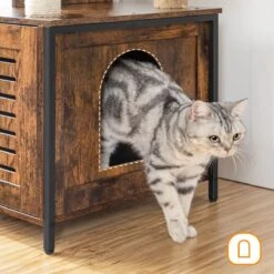 Signature Home Lola Krabpaal Met Kattenbak - Kattenbak Hangmat Mand Katten Huis - Kattenhuis Met Deur En Slot - Krabpalen Katten Huis - Kattenbakmeubel Verborgen - Alles-in-één Kattenspeelgoed Met Kattenhuis - Bruin - 70cm X 132cm X 48cm -Huisdierenserie Winkel 1200x1200 430