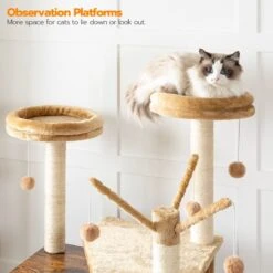 Signature Home Lola Krabpaal Met Kattenbak - Kattenbak Hangmat Mand Katten Huis - Kattenhuis Met Deur En Slot - Krabpalen Katten Huis - Kattenbakmeubel Verborgen - Alles-in-één Kattenspeelgoed Met Kattenhuis - Bruin - 70cm X 132cm X 48cm -Huisdierenserie Winkel 1200x1200 435