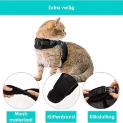 Zootic Kattentuigje Met Leiband Riem Kattenharnas Zwart Maat M Kat & Kitten - Halsomvang 20 Tot 26cm - Borstomvang 30 Tot 34cm -Huisdierenserie Winkel 1200x1200 466