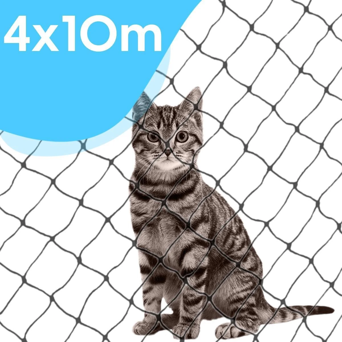 Kattennet Voor Balkon 4 X 10 M - Kattennet - Katten Gaas - Zwart 4 Kattennet Voor Balkon 4 X 10 M - Kattennet - Katten Gaas - Zwart - Afbeelding 2