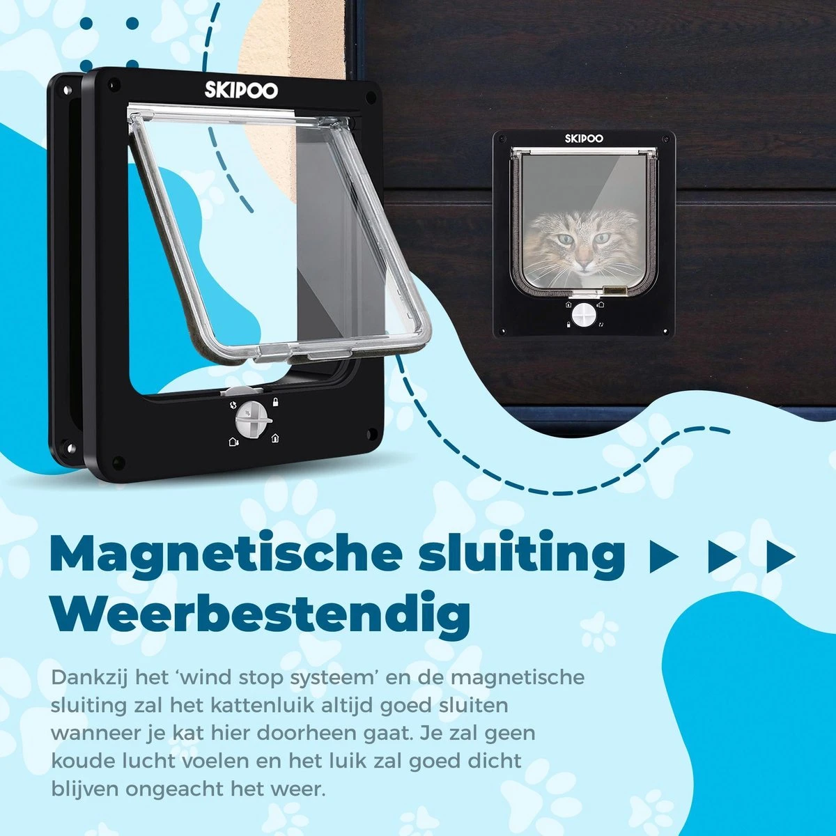 Skipoo Kattenluik Met Tunnel - Weerbestendig - Grote Kat - 4 Vergrendelingsstanden - Zwart 7 Skipoo Kattenluik Met Tunnel - Weerbestendig - Grote Kat - 4 Vergrendelingsstanden - Zwart - Afbeelding 5