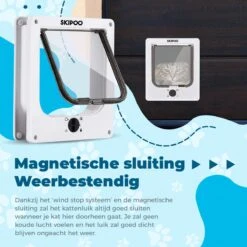 Skipoo Kattenluik Met Tunnel - Weerbestendig - Grote Kat - 4 Vergrendelingsstanden - Wit -Huisdierenserie Winkel 1200x1200 518