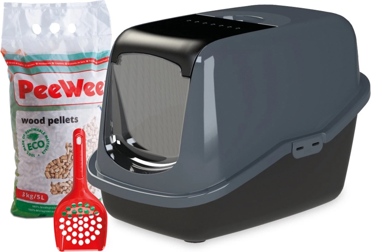 PeeWee Kattenbak EcoHus Startpakket - Antraciet - 56 X 39 X 38,5 Cm 3 PeeWee Kattenbak EcoHus Startpakket - Antraciet - 56 X 39 X 38,5 Cm