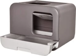 Kattenbak - 2 Uitgangen - Kattentoilet - Uitschuifbare Bodem - Met Schepje - Grijs 53 X 40 X 40 Cm -Huisdierenserie Winkel 1200x884