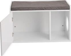 Relaxdays Kattenbak Ombouw - Met Zitkussen - Kattenhuis Wit - Kattenmeubel - Kattenkast -Huisdierenserie Winkel 1200x950 1