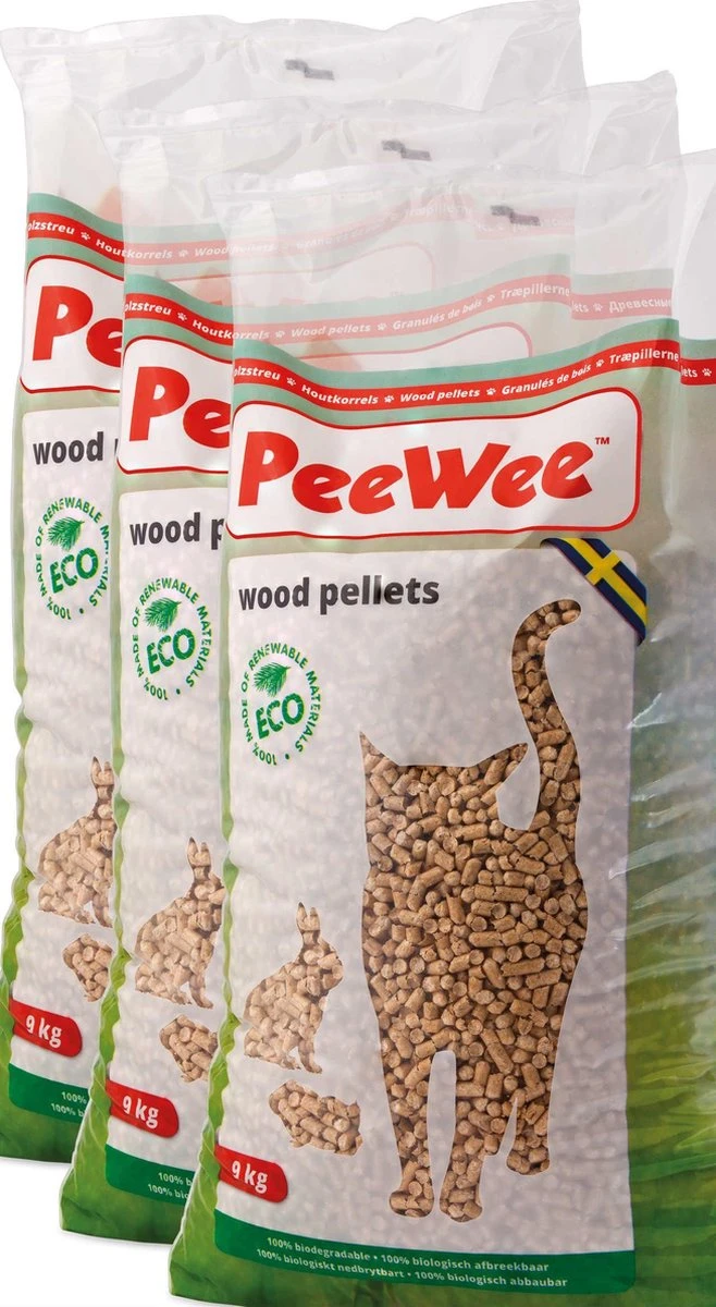 Peewee Houtkorrels Kattenbakvulling - 3 X 9 Kg (27 Kg, 42l) 6 Peewee Houtkorrels Kattenbakvulling - 3 X 9 Kg (27 Kg, 42l) - Afbeelding 4