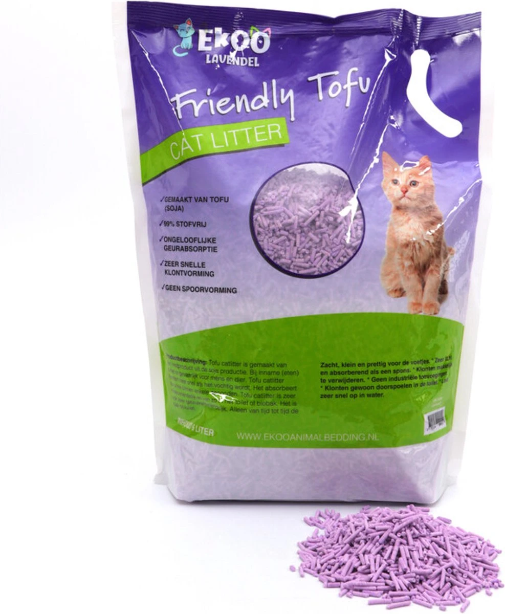Ekoo Kattenbakvulling Friendly Tofu Lavendel 6 Liter 3 Ekoo Kattenbakvulling Friendly Tofu Lavendel 6 Liter